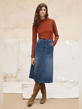Wrap London Denim button-front skirt